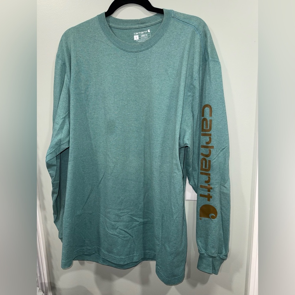 Carhartt Long Sleeve Tee in Teal with Sleeve Logo